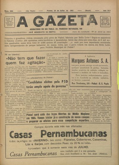 Capa de um dos jornais.