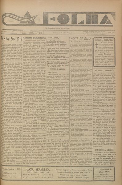 Capa de um dos jornais.