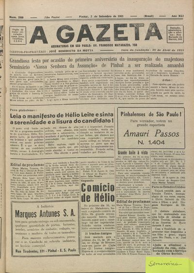 Capa de um dos jornais.