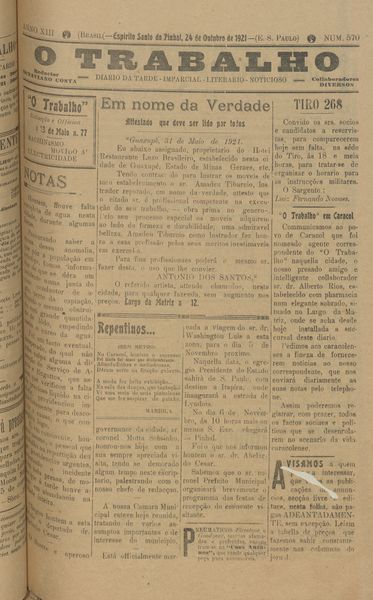 Capa de um dos jornais.