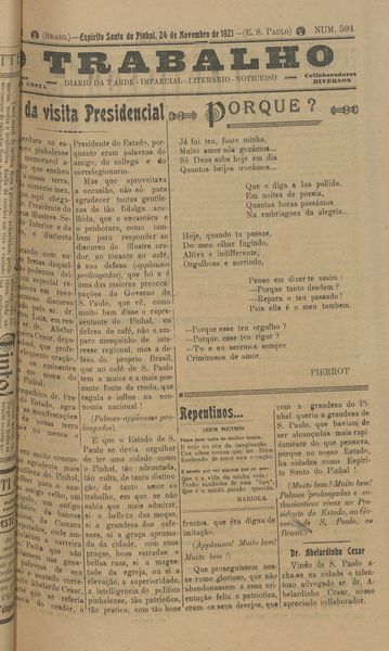Capa de um dos jornais.