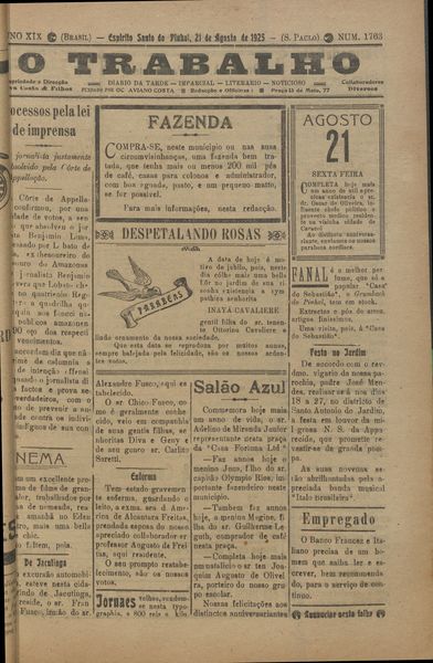 Capa de um dos jornais.