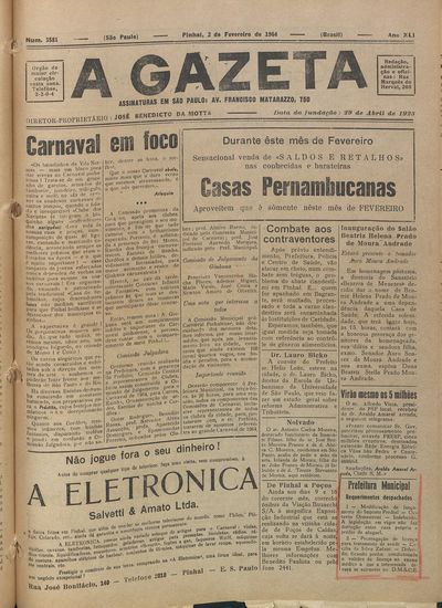 Capa de um dos jornais.