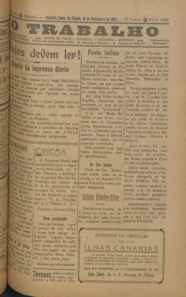 Capa de um dos jornais.