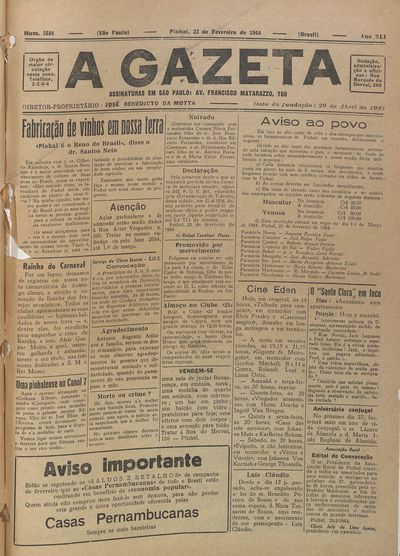 Capa de um dos jornais.