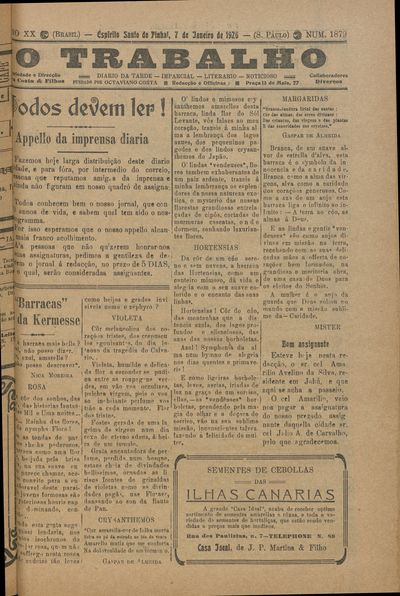 Capa de um dos jornais.
