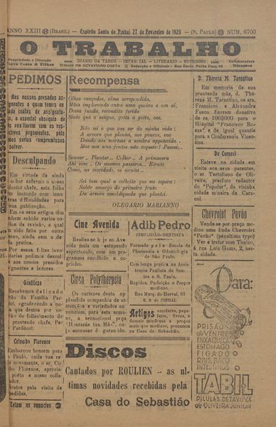 Capa de um dos jornais.