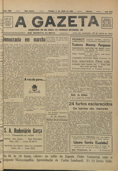 Capa de um dos jornais.