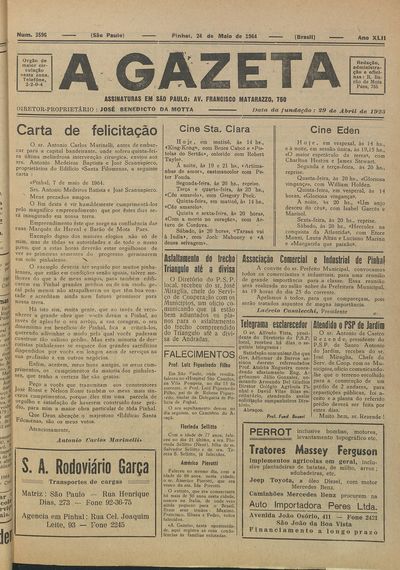 Capa de um dos jornais.