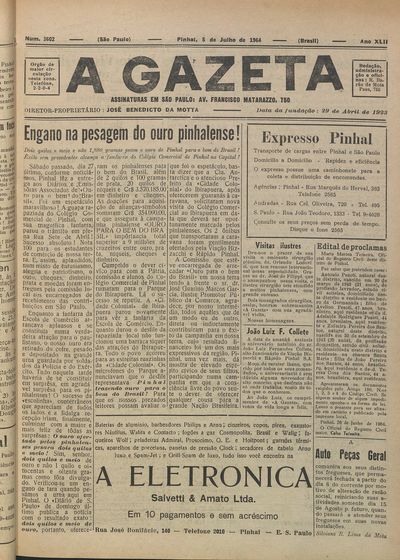 Capa de um dos jornais.