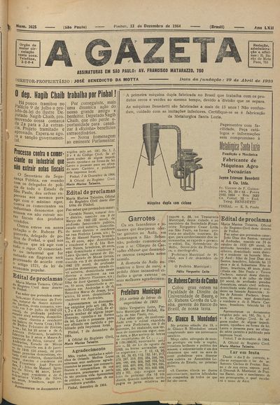 Capa de um dos jornais.