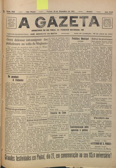Capa de um dos jornais.