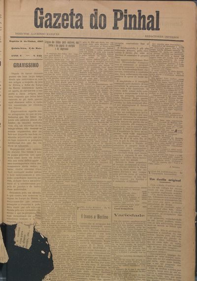 Capa de um dos jornais.