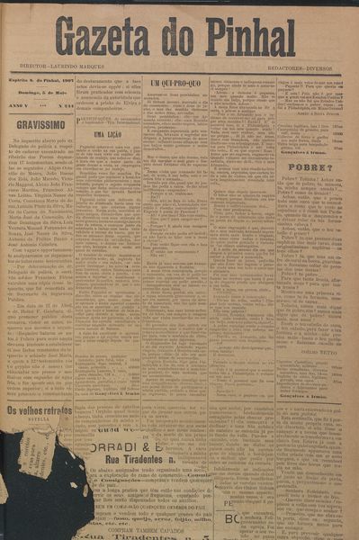 Capa de um dos jornais.