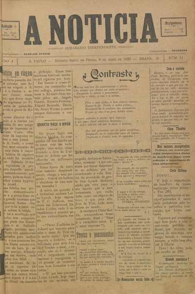 Capa de um dos jornais.
