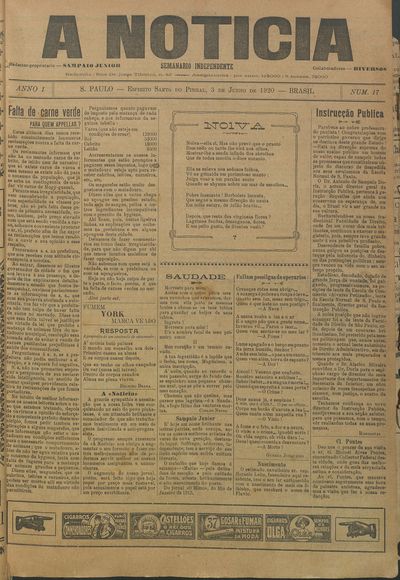 Capa de um dos jornais.