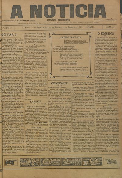 Capa de um dos jornais.