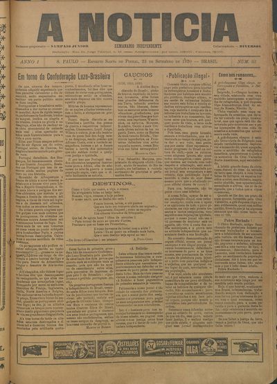 Capa de um dos jornais.
