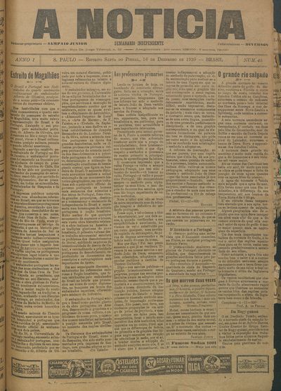 Capa de um dos jornais.