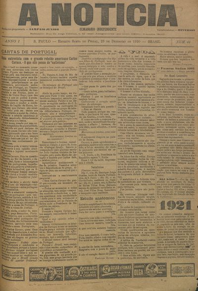Capa de um dos jornais.