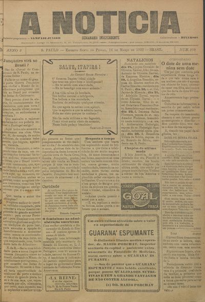 Capa de um dos jornais.