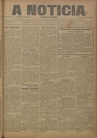 Capa de um dos jornais.