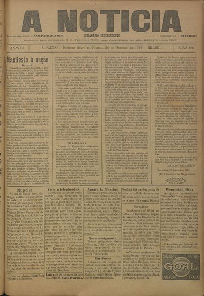 Capa de um dos jornais.
