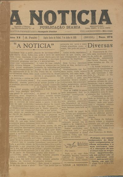 Capa de um dos jornais.