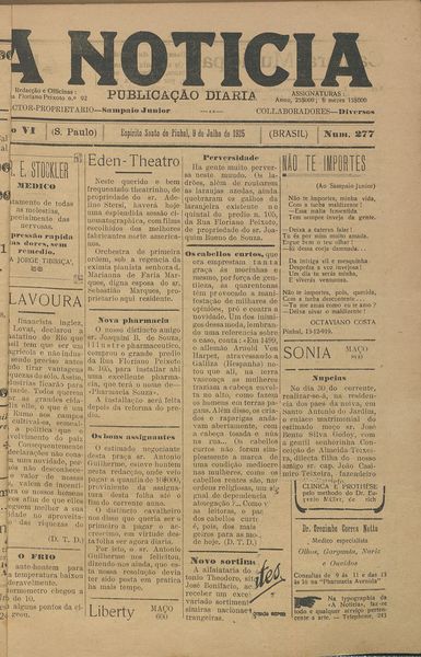 Capa de um dos jornais.