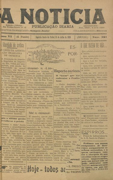 Capa de um dos jornais.