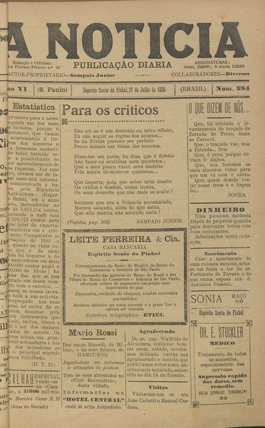 Capa de um dos jornais.