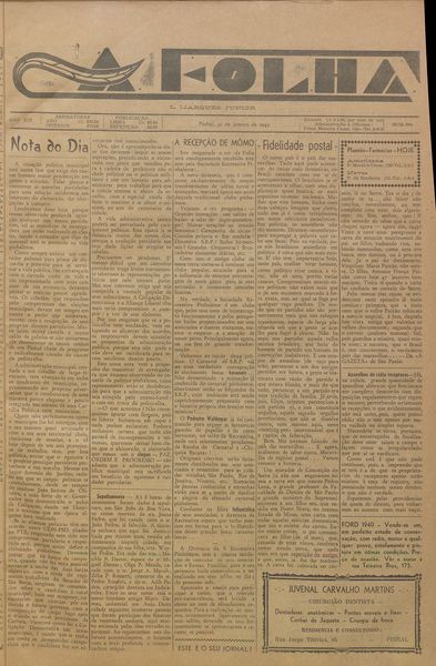Capa de um dos jornais.