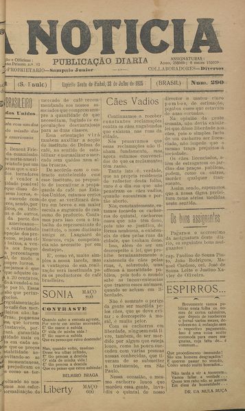 Capa de um dos jornais.