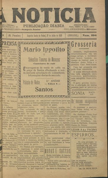 Capa de um dos jornais.