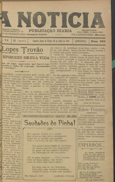 Capa de um dos jornais.