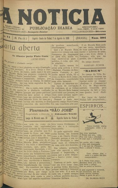 Capa de um dos jornais.