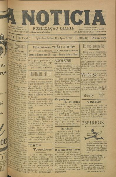 Capa de um dos jornais.