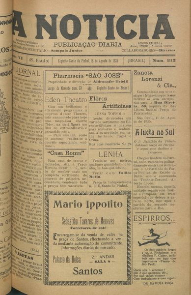 Capa de um dos jornais.