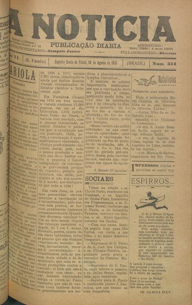 Capa de um dos jornais.