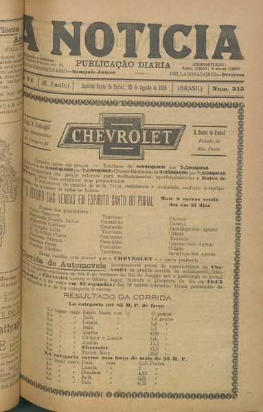 Capa de um dos jornais.