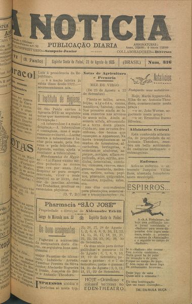 Capa de um dos jornais.