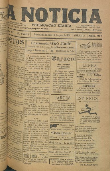 Capa de um dos jornais.