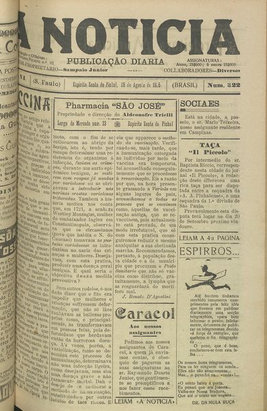 Capa de um dos jornais.