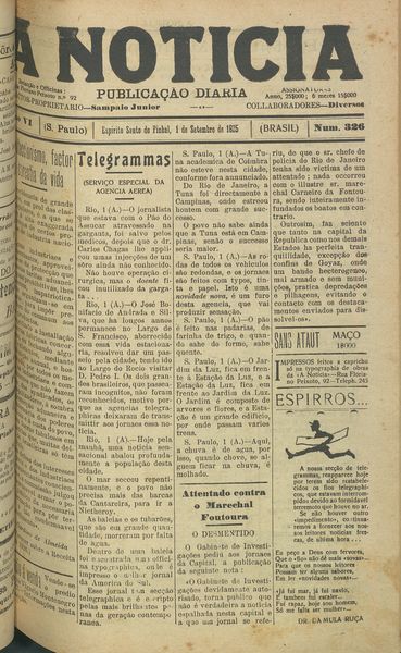Capa de um dos jornais.