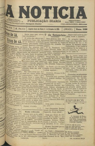 Capa de um dos jornais.