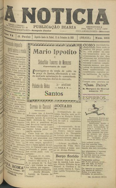 Capa de um dos jornais.