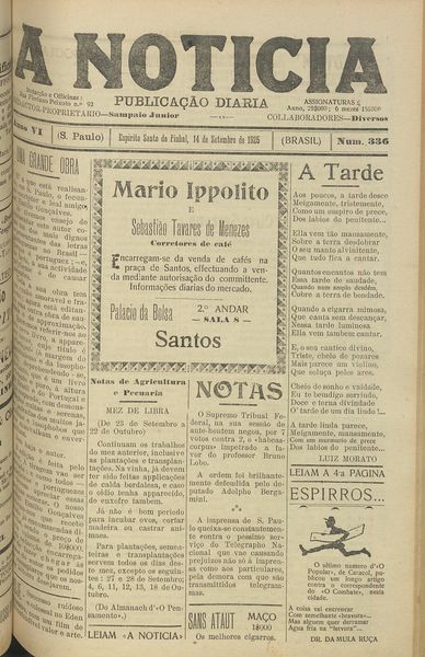 Capa de um dos jornais.