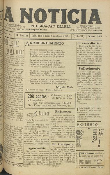 Capa de um dos jornais.