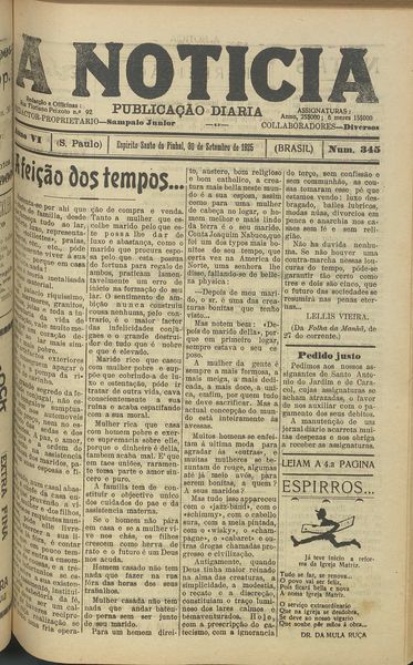 Capa de um dos jornais.
