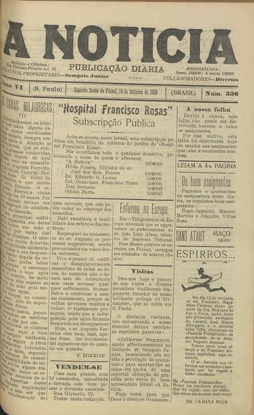 Capa de um dos jornais.